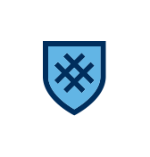Hashmark shield icon and text, “…scuff- and peel-resistance make sure it doesn’t leave a mark, and protects your hard work…” 